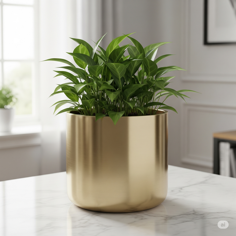 Metallic Aura Gold Planter – 8 Inch